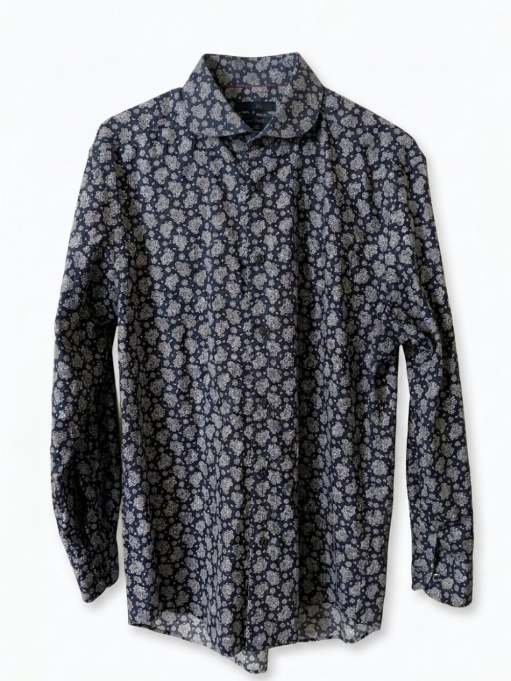 James‎ Tattersall Kings Cross Blue Paisley Slim Fit Dress Shirt 16.5 32/33